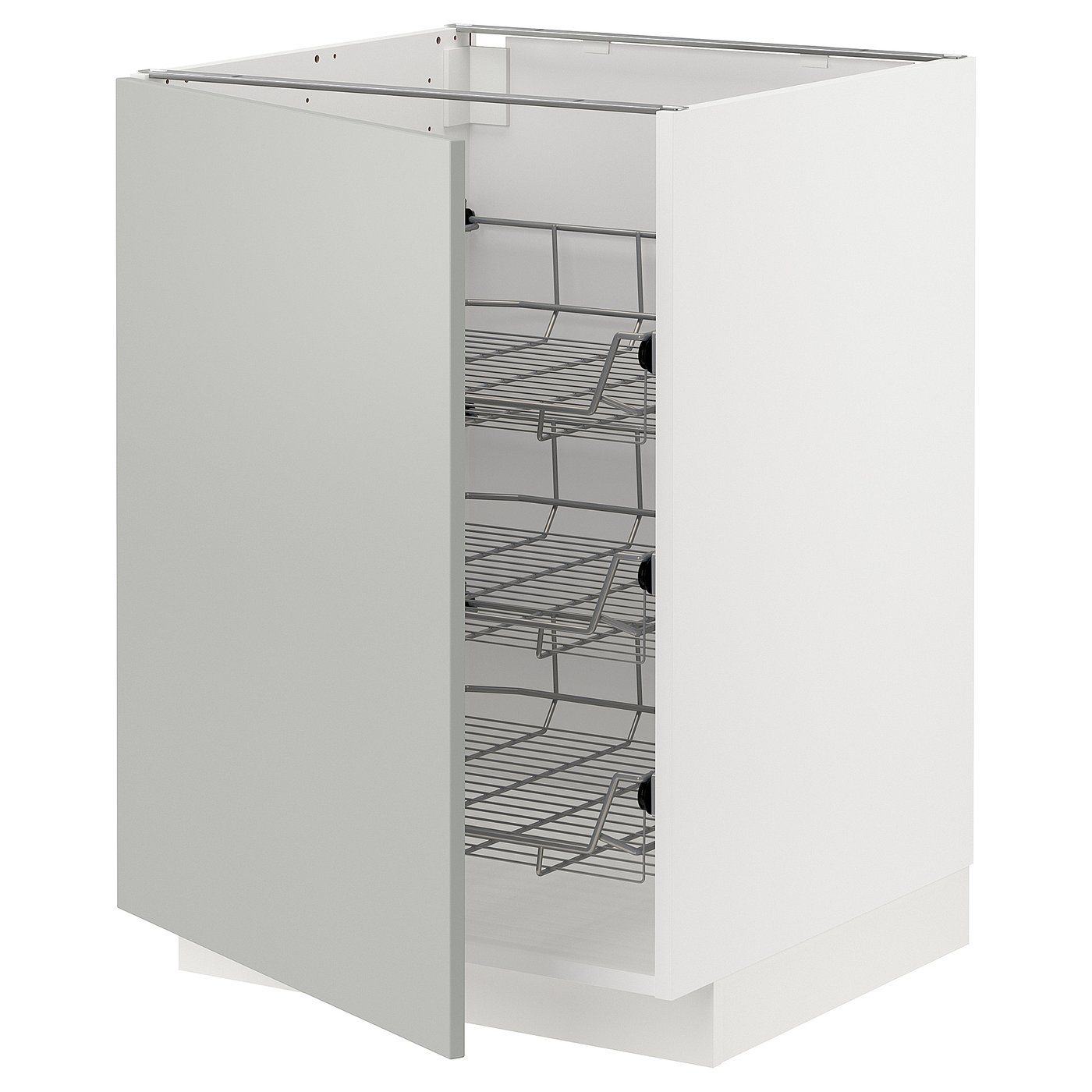 IKEA METOD Base cabinet with wire baskets 60x60 cm white/HAVSTORP light grey