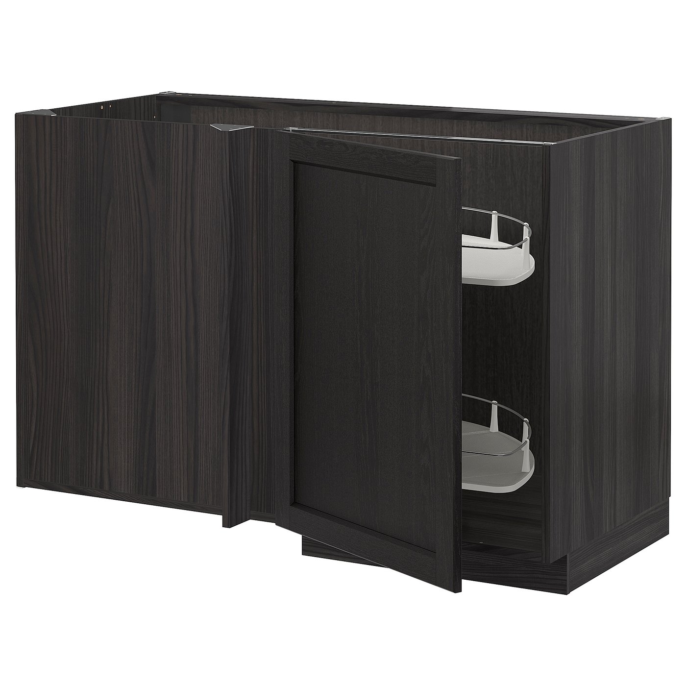 IKEA METOD Corner base cabinet with pull-out interior fittings 128x68 cm black/LERHYTTAN black stained