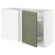 METOD Corner base cab w pull-out fitting, white/Axstad grey-green, 128x68 cm