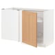 METOD Corner base cab w pull-out fitting, white/Vedhamn oak, 128x68 cm