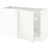 METOD Corner base cab w pull-out fitting, white/Voxtorp matt white, 128x68 cm