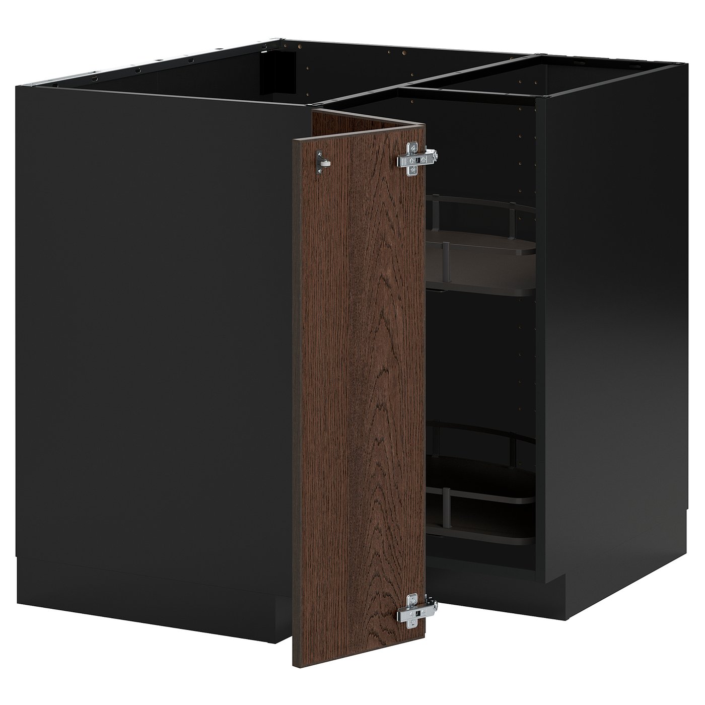 IKEA METOD Corner base cabinet with carousel 88x88 cm black-grey/SINARP brown