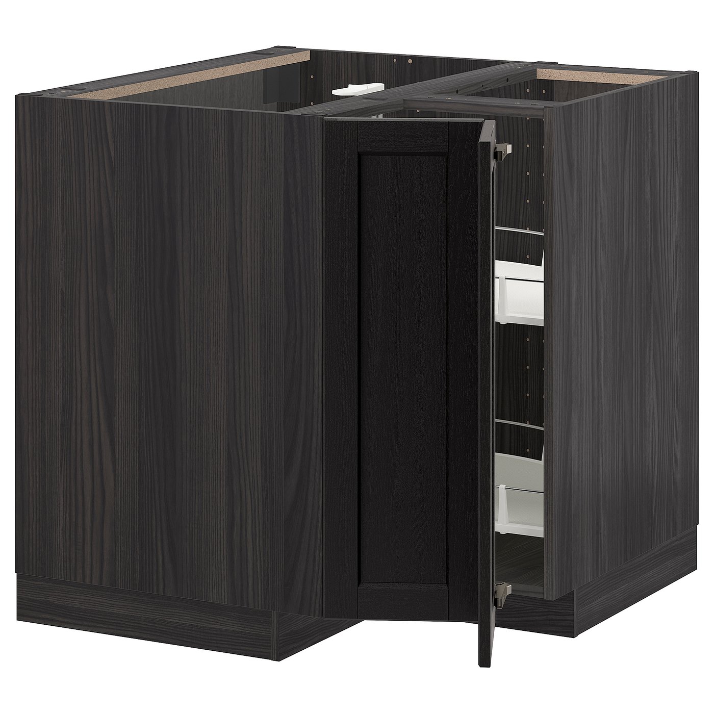 IKEA METOD Corner base cabinet with carousel 88x88 cm black/LERHYTTAN black stained