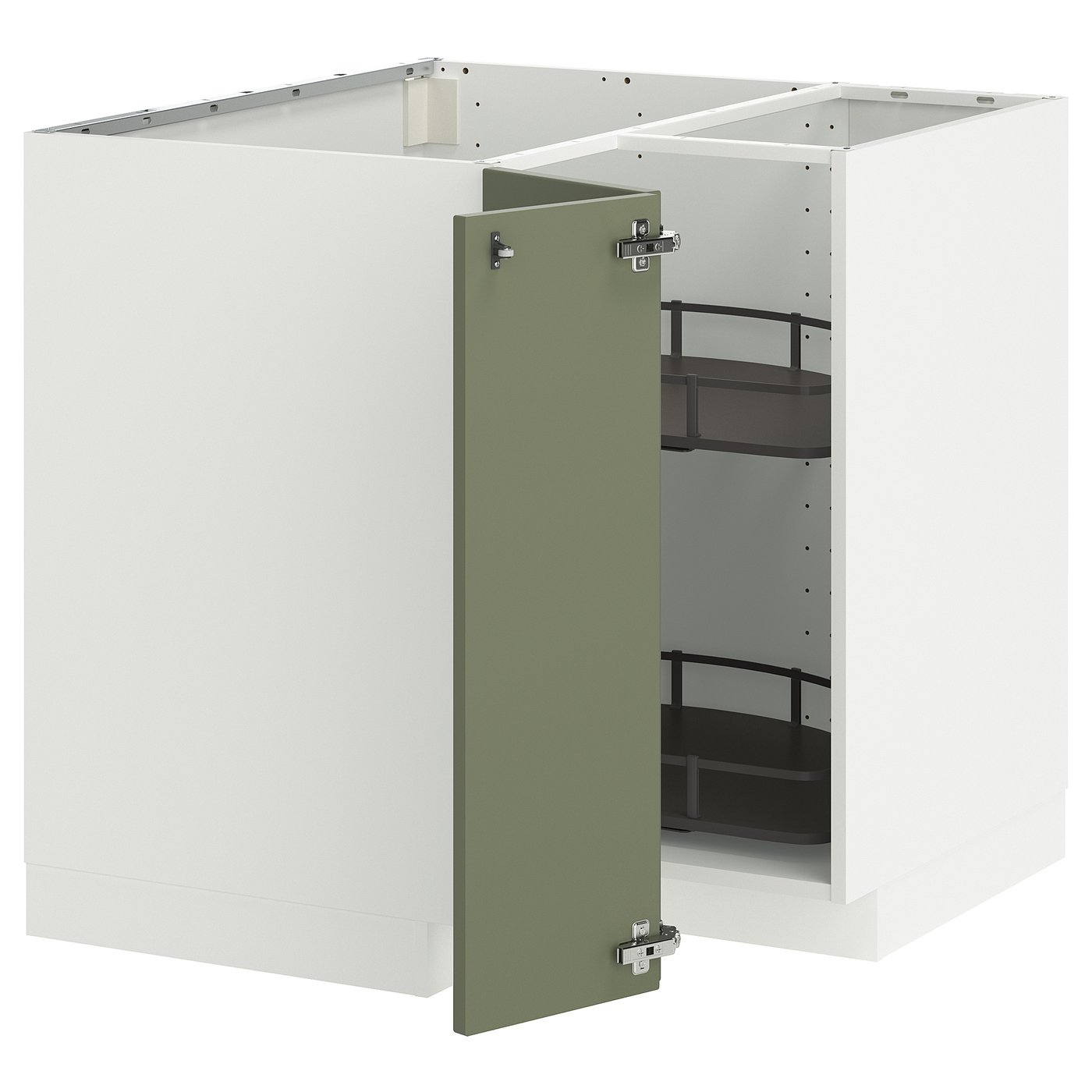 IKEA METOD Corner base cabinet with carousel 88x88 cm white/AXSTAD grey-green