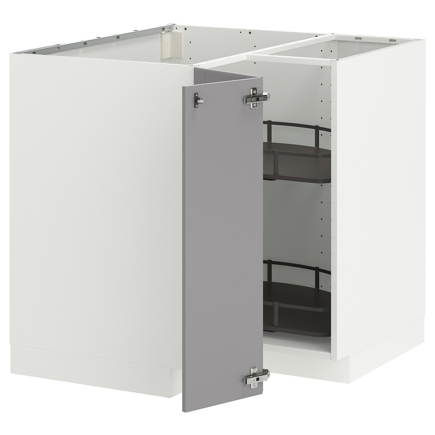 METOD corner base cabinet with carousel, white/Bodbyn grey, 88x88 cm - IKEA