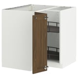 METOD Corner base cabinet with carousel, white/Enköping brown walnut effect, 88x88 cm
