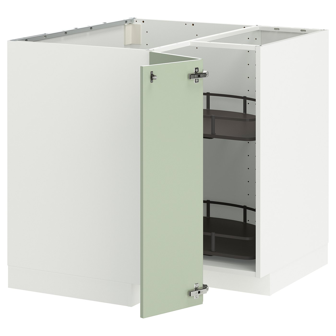 IKEA METOD Corner base cabinet with carousel 88x88 cm white/STENSUND light green