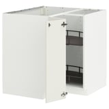 METOD Corner base cabinet with carousel, white/Veddinge white, 88x88 cm
