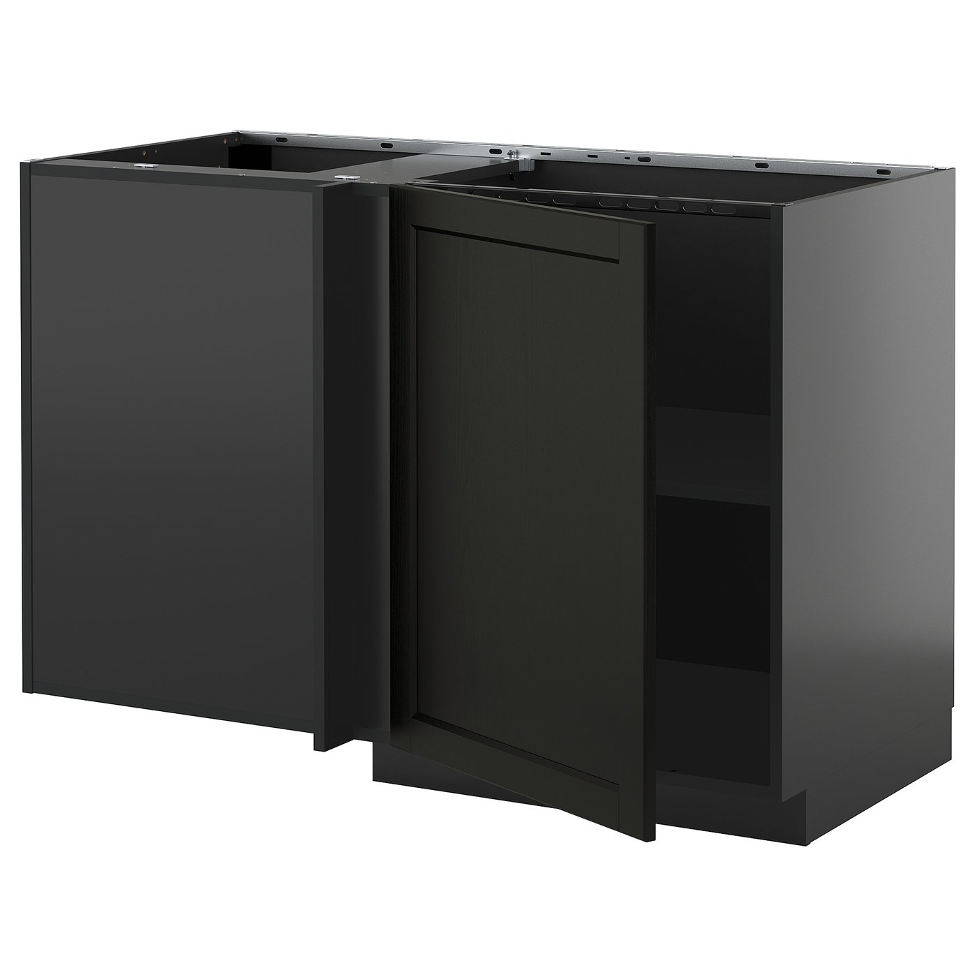 IKEA METOD Corner base cabinet with shelf 128x68 cm black-grey/LERHYTTAN black stained