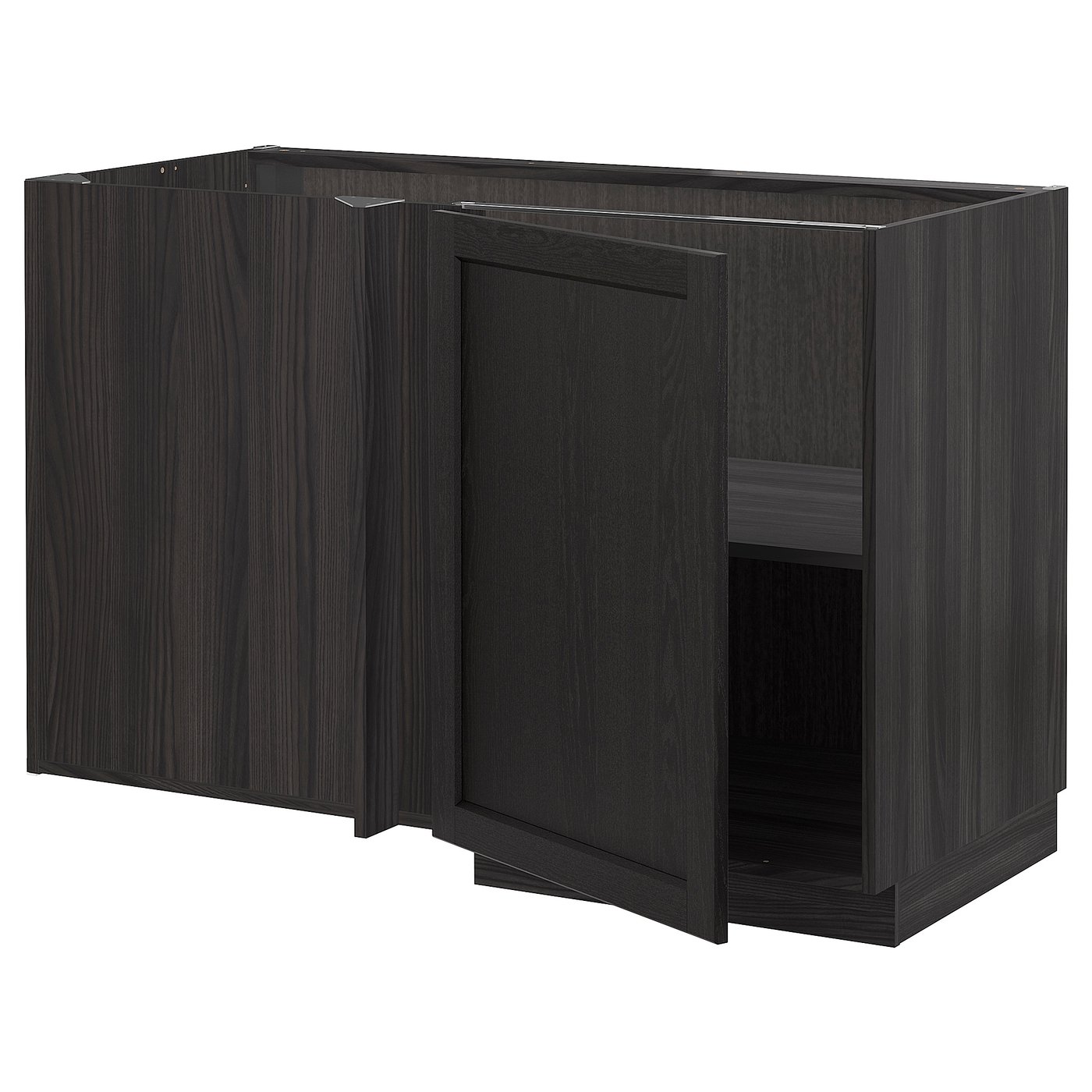 IKEA METOD Corner base cabinet with shelf 128x68 cm black/LERHYTTAN black stained