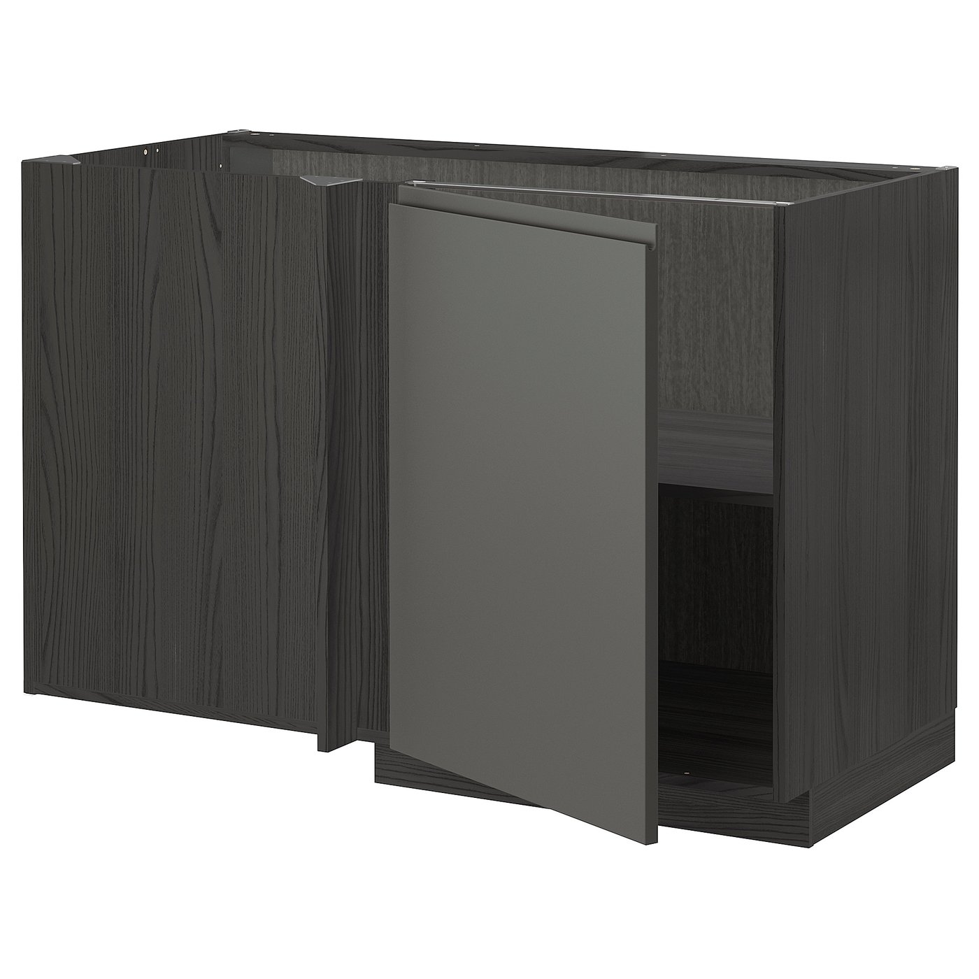 IKEA METOD Corner base cabinet with shelf 128x68 cm black/VOXTORP dark grey