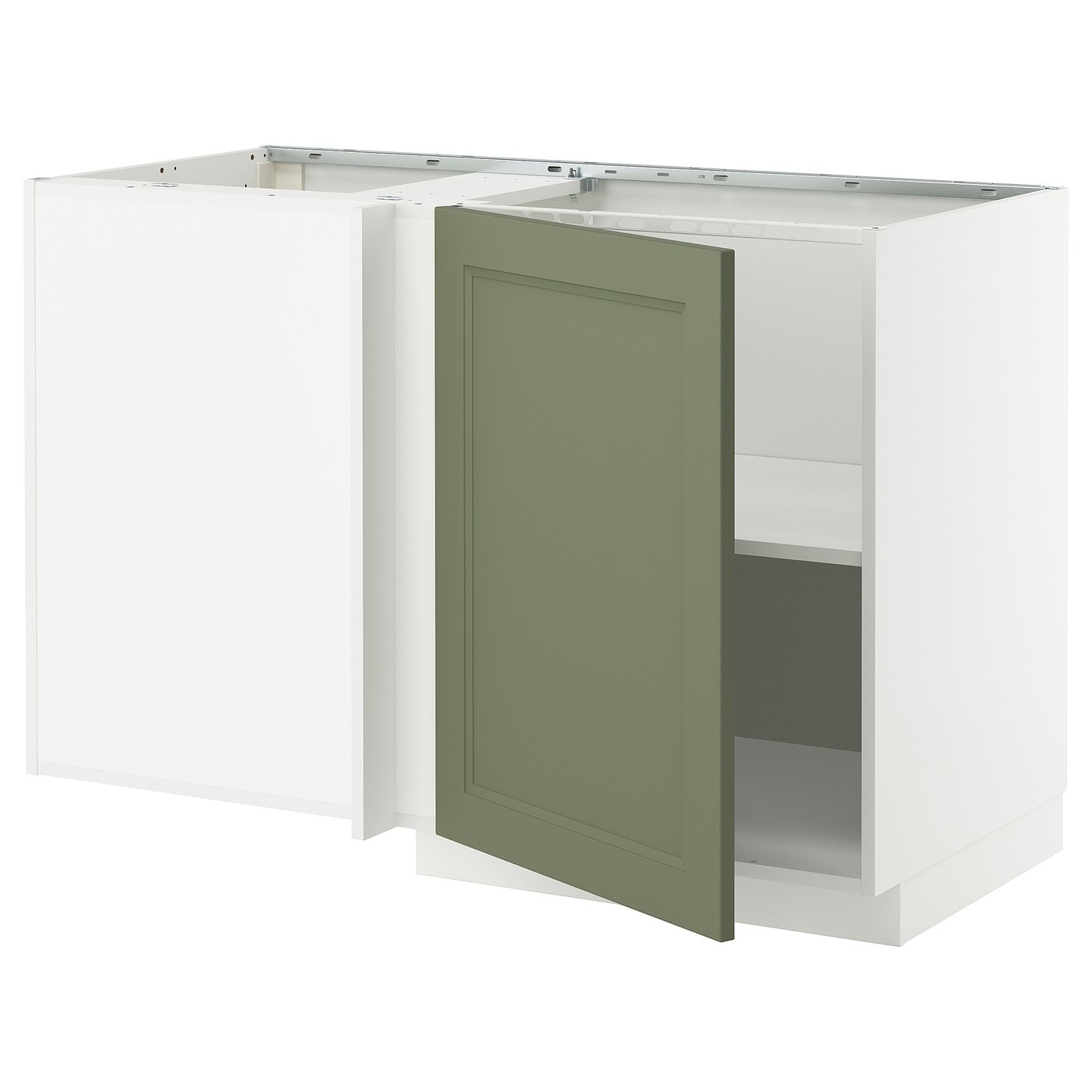 IKEA METOD Corner base cabinet with shelf 128x68 cm white/AXSTAD grey-green