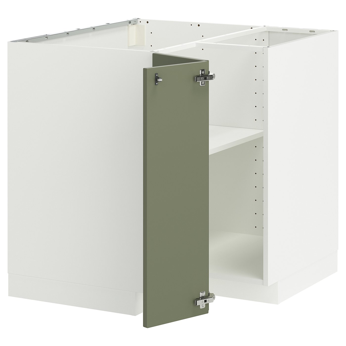 IKEA METOD Corner base cabinet with shelf 88x88 cm white/AXSTAD grey-green