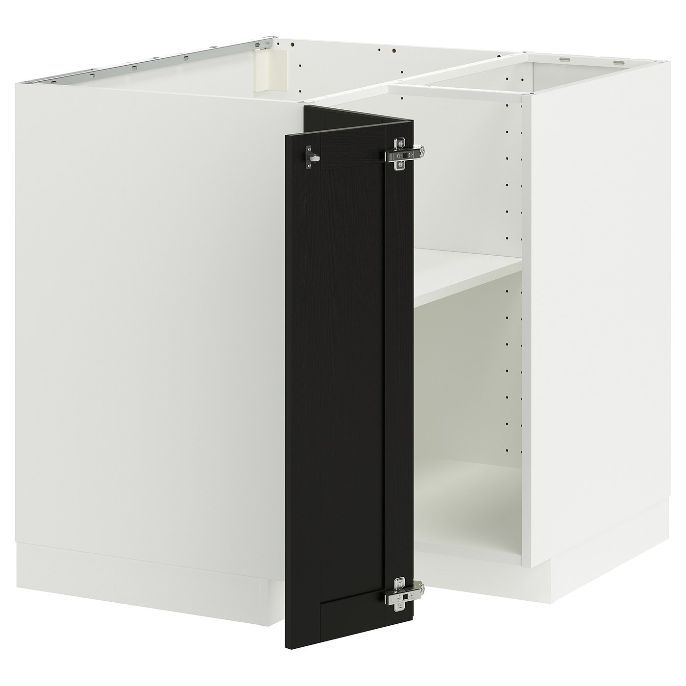 IKEA METOD Corner base cabinet with shelf 88x88 cm white/LERHYTTAN black stained