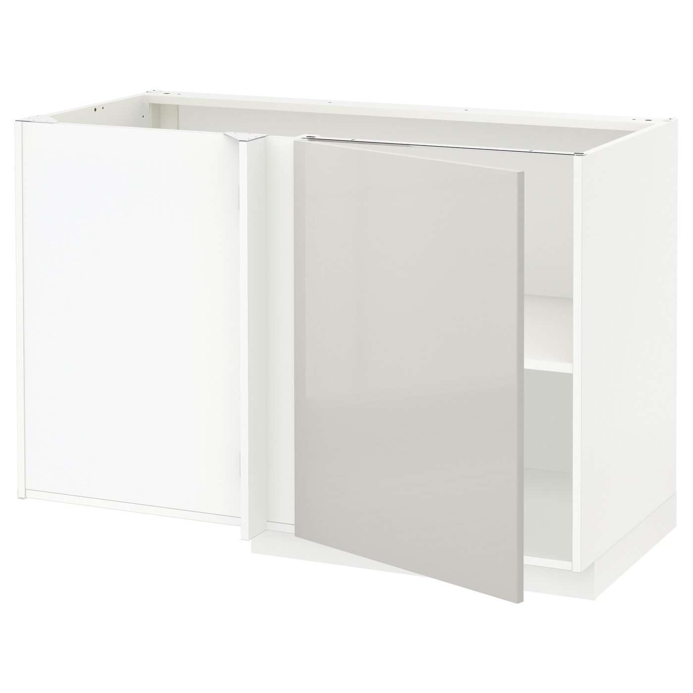 IKEA METOD Corner base cabinet with shelf 128x68 cm white/RINGHULT light grey