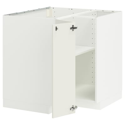 METOD Corner base cabinet with shelf, white/Veddinge white, 88x88 cm