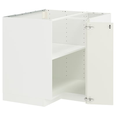 METOD corner base cabinet with shelf, white/Veddinge white, 88x88 cm - IKEA