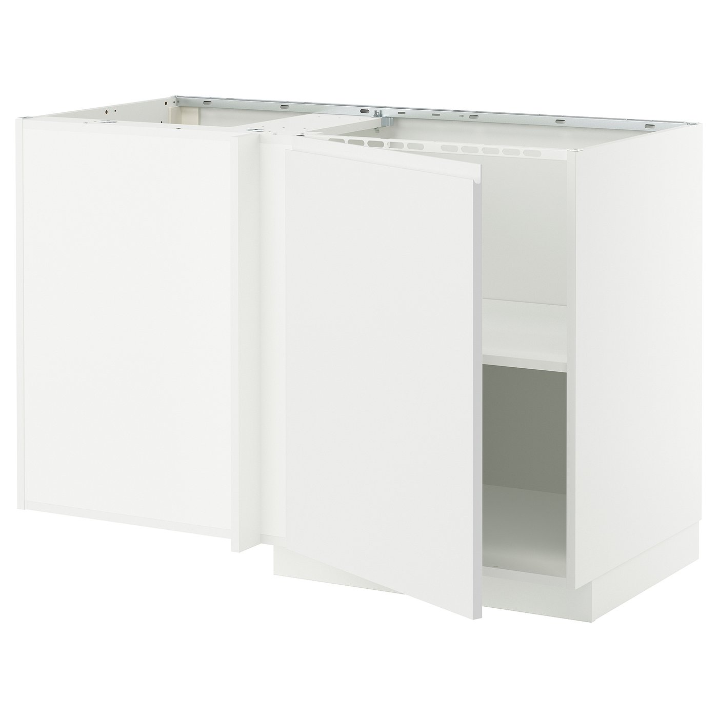 IKEA METOD Corner base cabinet with shelf 128x68 cm white/VOXTORP matt white