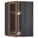 METOD Corner wall cab w carousel/glass dr, black Enköping/brown walnut effect, 68x100 cm
