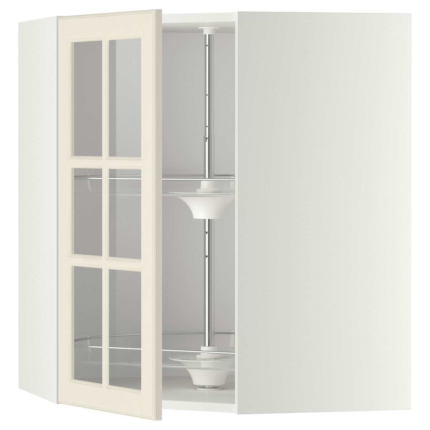 IKEA METOD Corner wall cabinet with carousel and glass door 68x80 cm BODBYN off-white