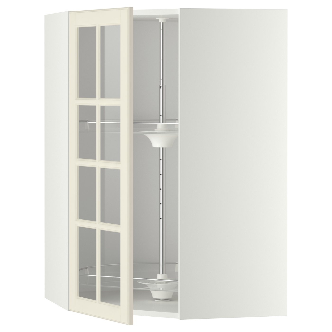 IKEA METOD Corner wall cabinet with carousel and glass door 68x100 cm BODBYN off-white