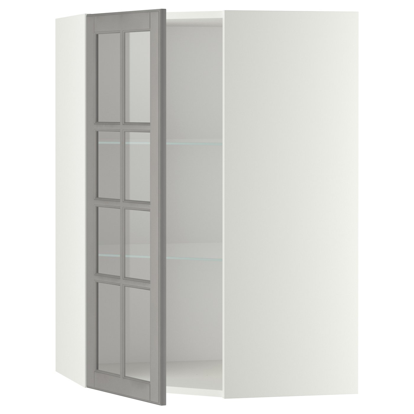 IKEA METOD Corner wall cabinet with shelves and glass door 68x100 cm