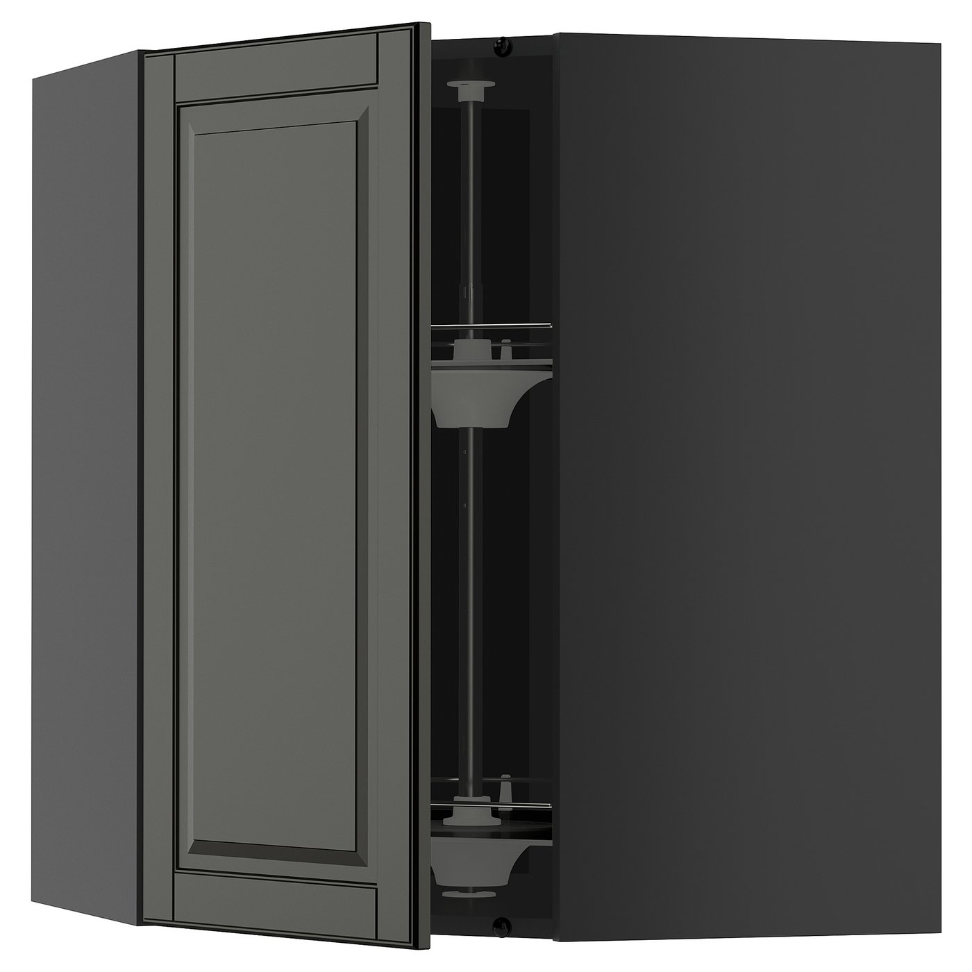 IKEA METOD Corner wall cabinet with carousel 68x80 cm BODBYN black/black-grey
