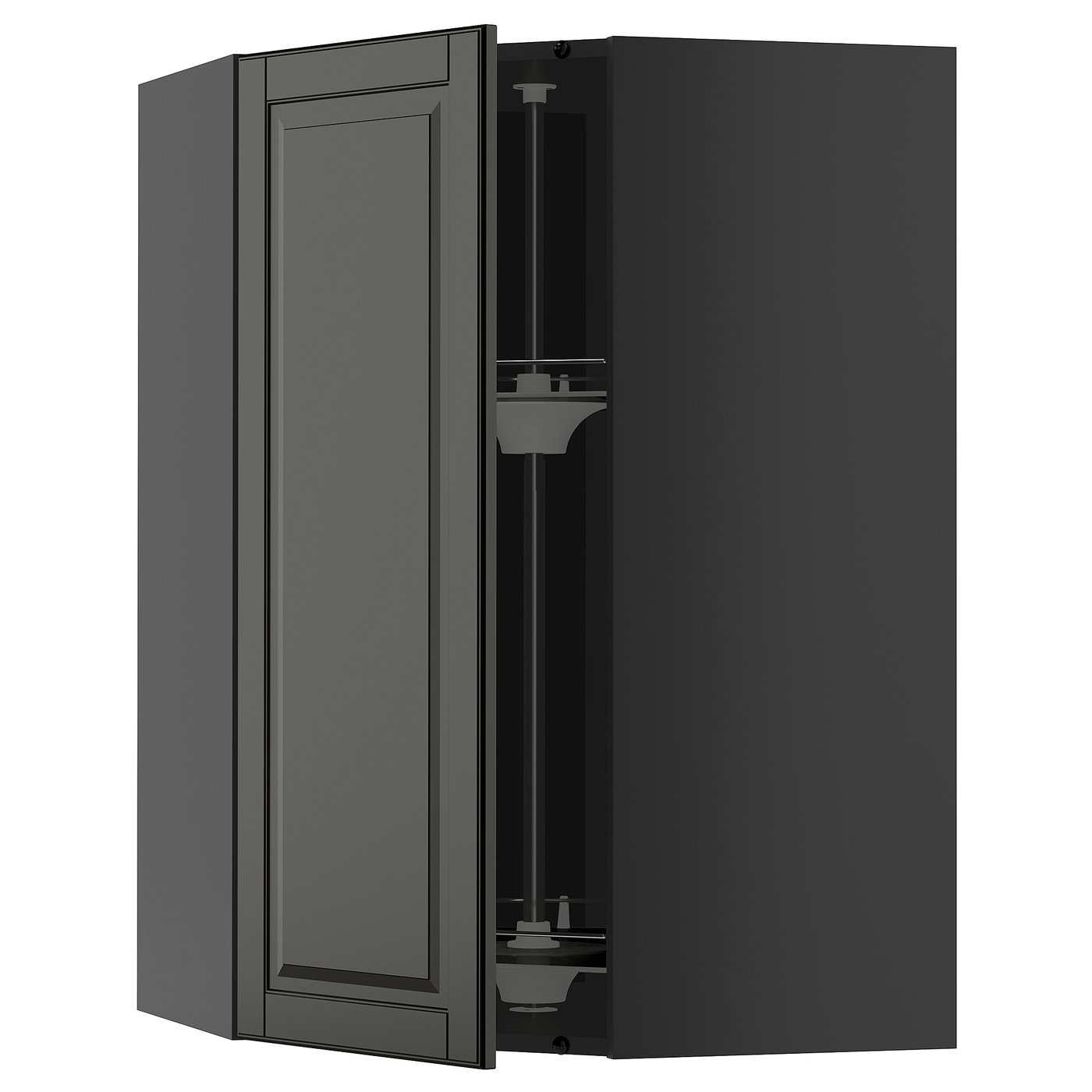 IKEA METOD Corner wall cabinet with carousel 68x100 cm BODBYN black/black-grey