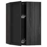 METOD Corner wall cabinet with carousel, black/Lerhyttan black stained, 68x100 cm