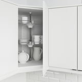METOD Corner wall cabinet with carousel, white Hasslarp/brown patterned, 68x100 cm