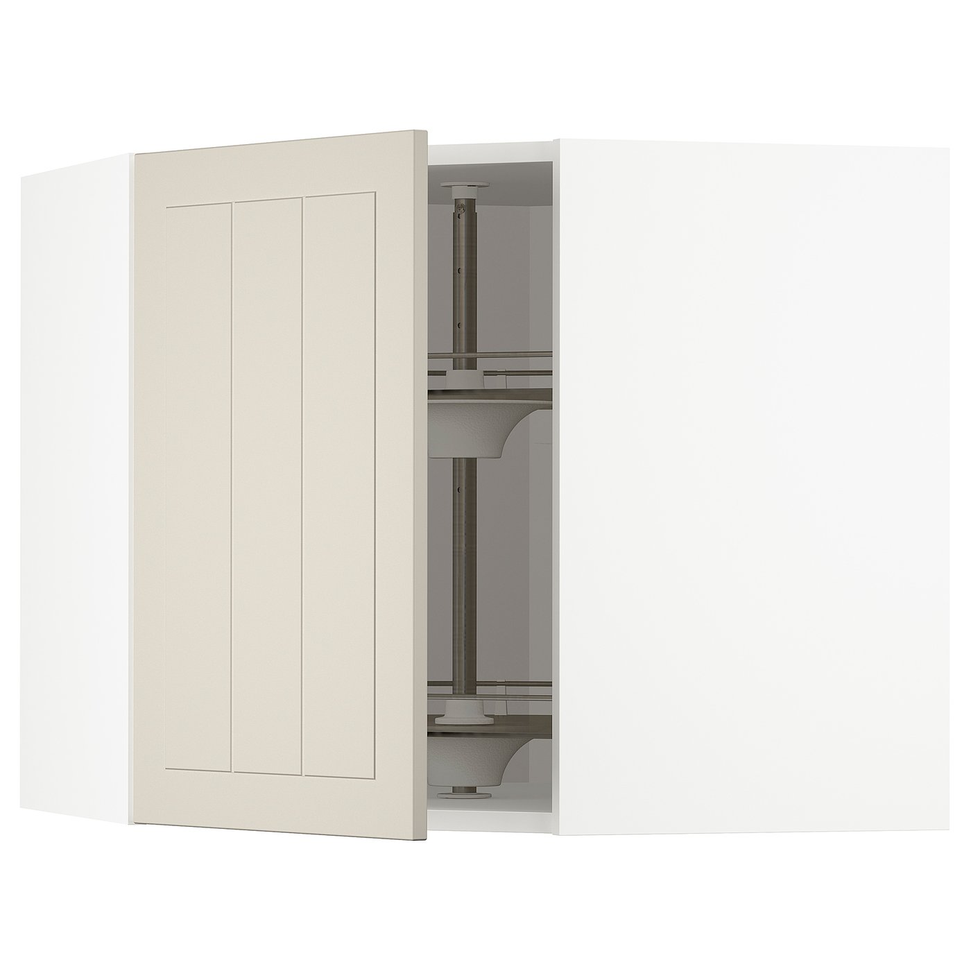 IKEA METOD Corner wall cabinet with carousel 68x60 cm STENSUND beige/white