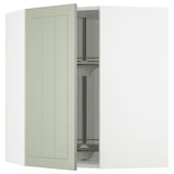 METOD Corner wall cabinet with carousel, white/Stensund light green, 68x80 cm