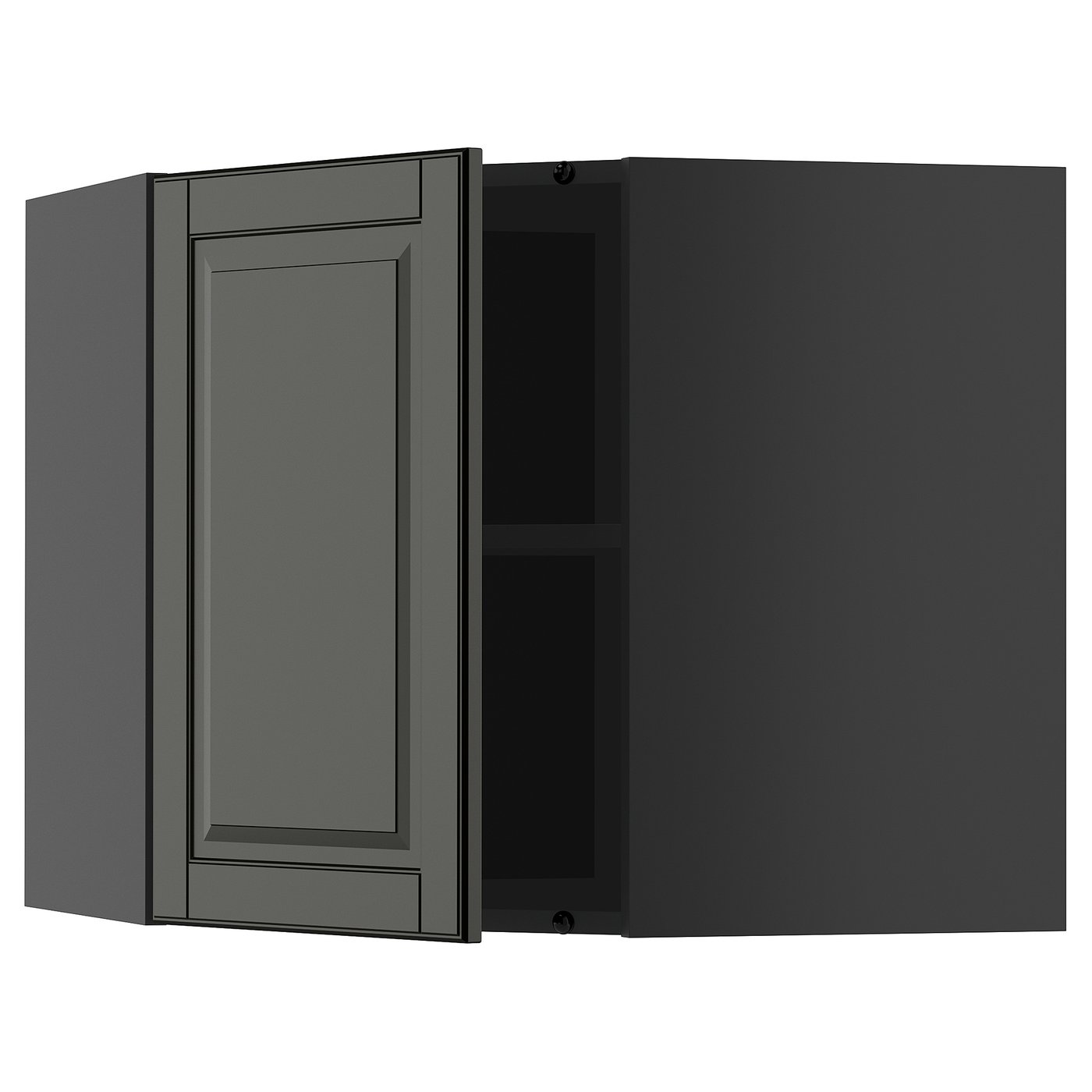 IKEA METOD Corner wall cabinet with shelves 68x60 cm BODBYN black/black-grey
