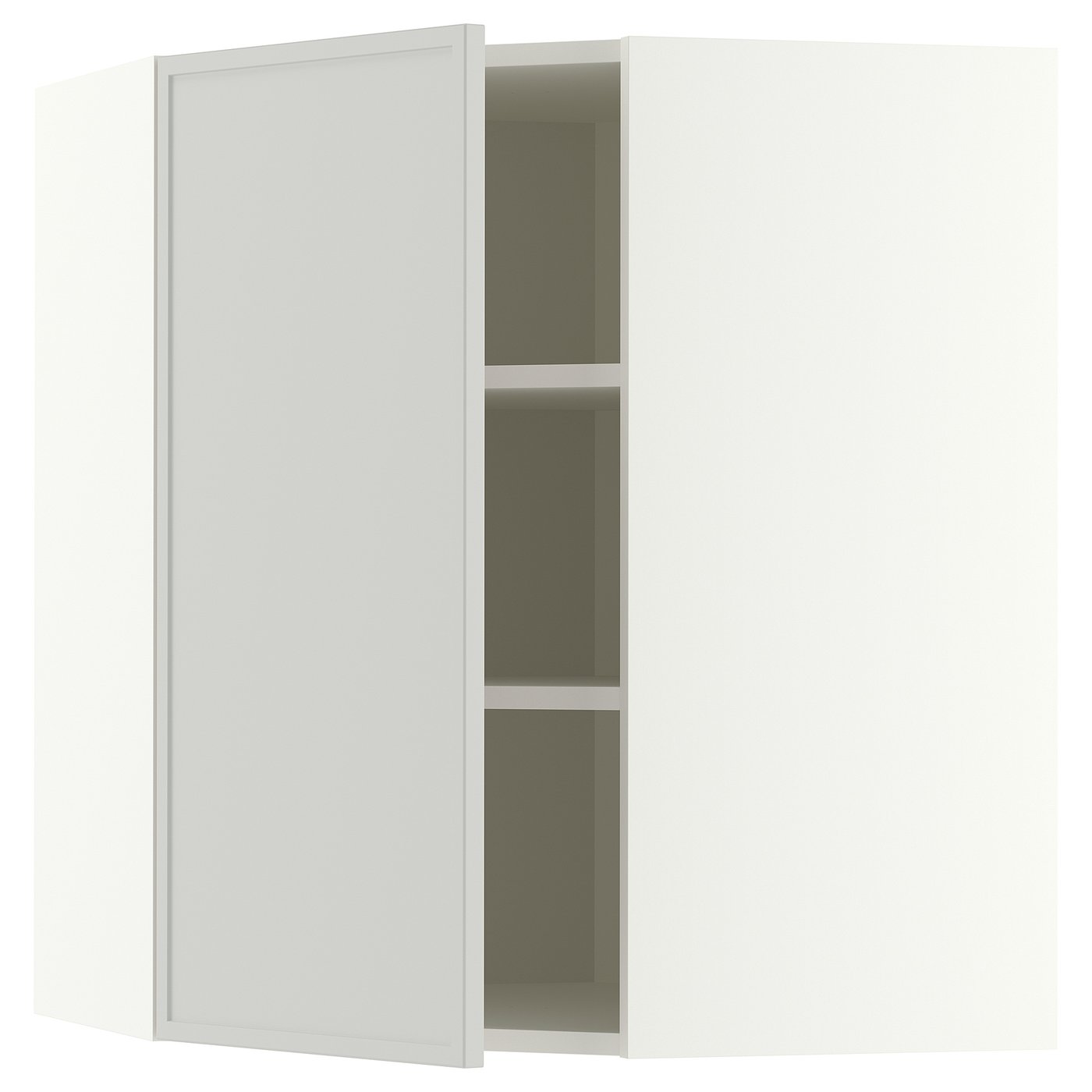IKEA METOD Corner wall cabinet with shelves 68x80 cm ASPUDDEN white/light grey