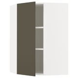 METOD Corner wall cabinet with shelves, white/Havstorp brown-beige, 68x100 cm