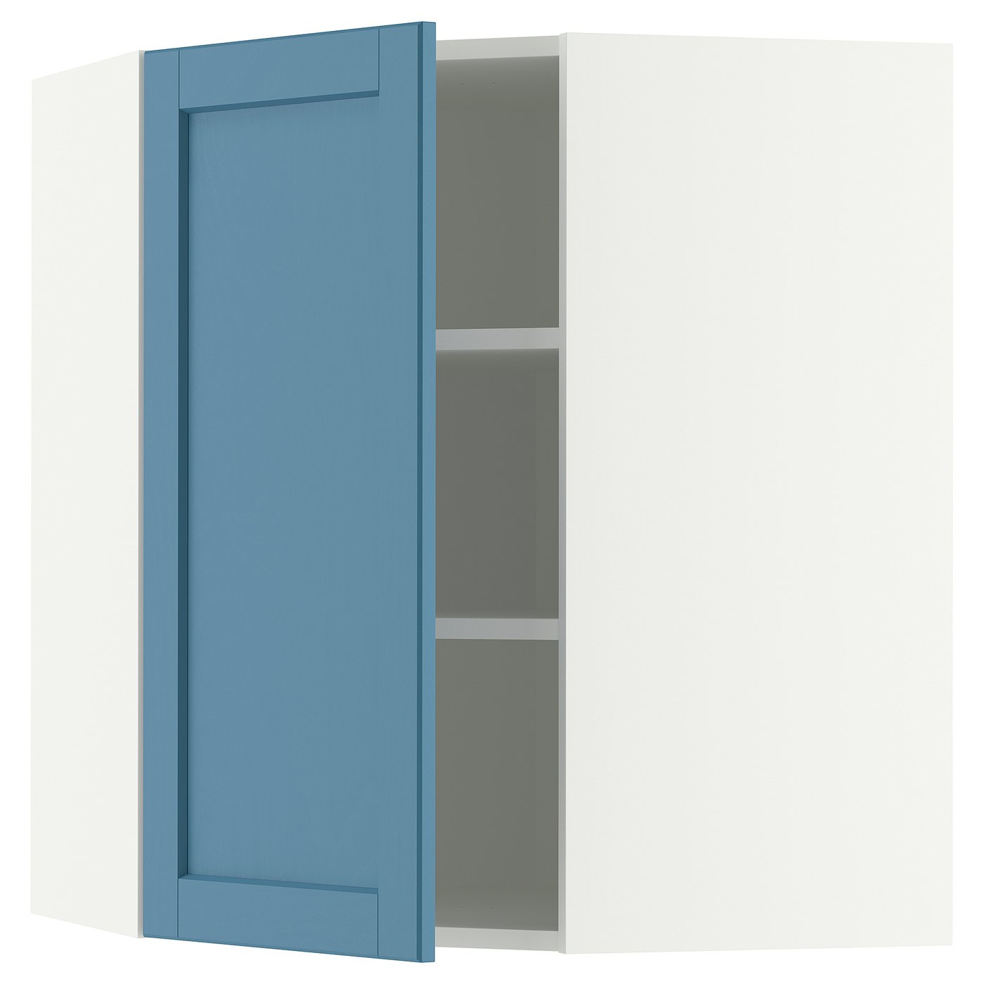 IKEA METOD Corner wall cabinet with shelves 68x80 cm LERHYTTAN blue/white