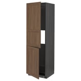 METOD Hi cab f fridge or freezer w 2 drs, black Enköping/brown walnut effect, 60x60x200 cm