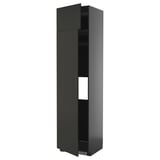 METOD Hi cab f fridge or freezer w 2 drs, black-grey/Nickebo matt anthracite, 60x60x240 cm