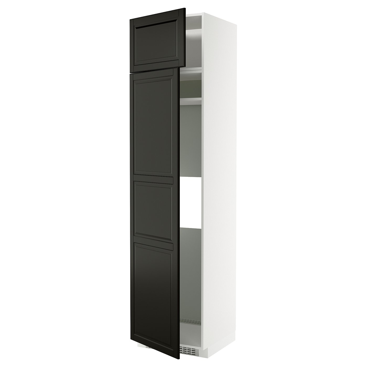 IKEA METOD High cabinet for fridge/freezer with 2 doors 60x60x240 cm white/BODBYN black