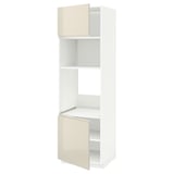METOD Hi cb f oven/micro w 2 drs/shelves, white/Voxtorp high-gloss light beige, 60x60x200 cm