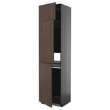 METOD High cab f fridge/freezer w 3 doors, black-grey/Sinarp brown, 60x60x240 cm