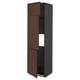METOD High cab f fridge/freezer w 3 doors, black/Sinarp brown, 60x60x220 cm