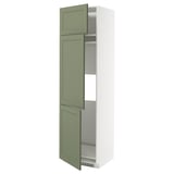 METOD High cab f fridge/freezer w 3 doors, white/Axstad grey-green, 60x60x220 cm