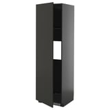 METOD High cab f fridge or freezer w door, black-grey/Nickebo matt anthracite, 60x60x200 cm