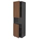 METOD High cab f micro w 2 doors/shelves, black Enköping/brown walnut effect, 60x60x220 cm