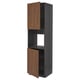 METOD High cab f oven w 2 doors/shelves, black Enköping/brown walnut effect, 60x60x220 cm