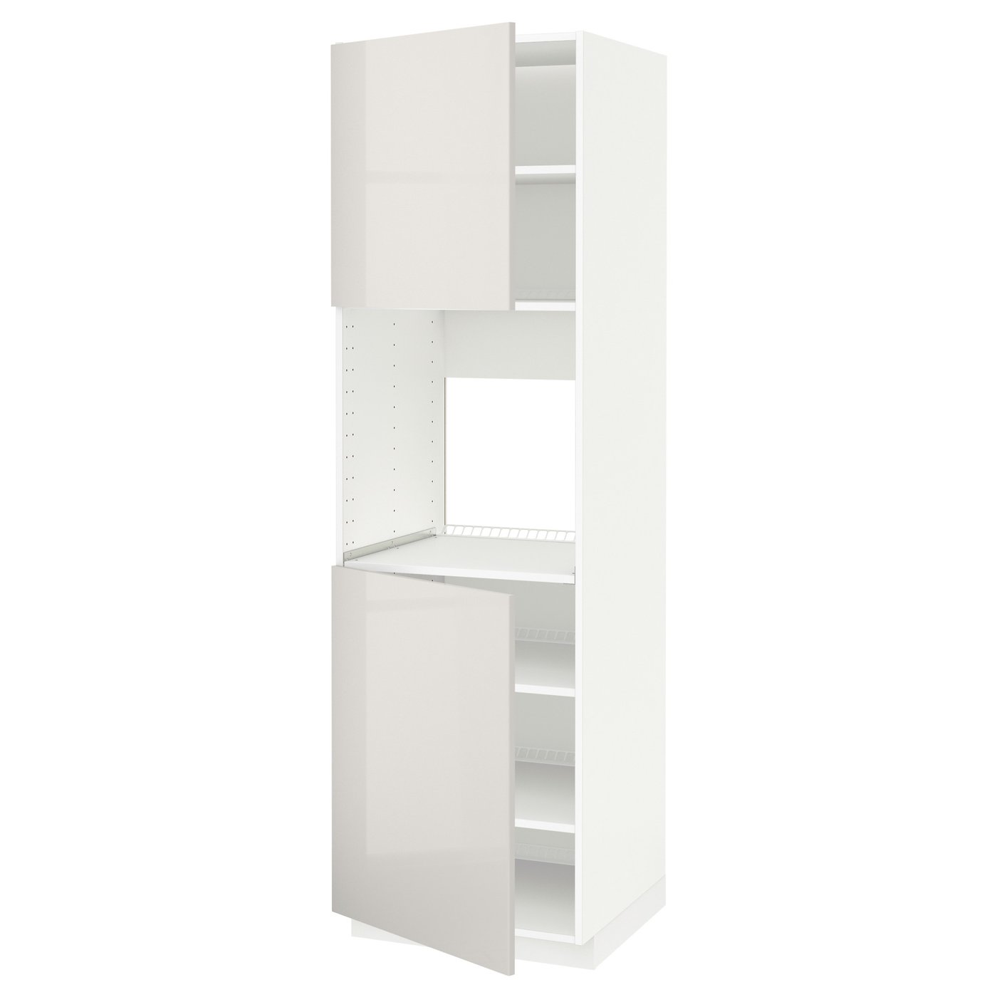 IKEA METOD High cabinet for oven with 2 doors/shelves 60x60x200 cm white/RINGHULT light grey
