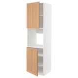 METOD High cab f oven w 2 doors/shelves, white/Vedhamn oak, 60x60x220 cm