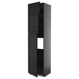 METOD High cab for fridge with 3 doors, black-grey/Lerhyttan black stained, 60x60x240 cm