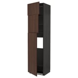 METOD High cab for fridge with 3 doors, black/Sinarp brown, 60x60x240 cm